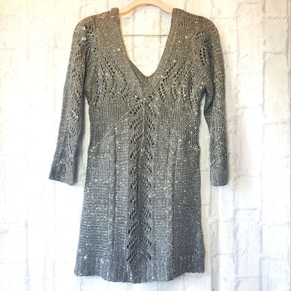 STUDIO Y Loose Knit Sequin Tunic Sweater - Picture 1 of 8
